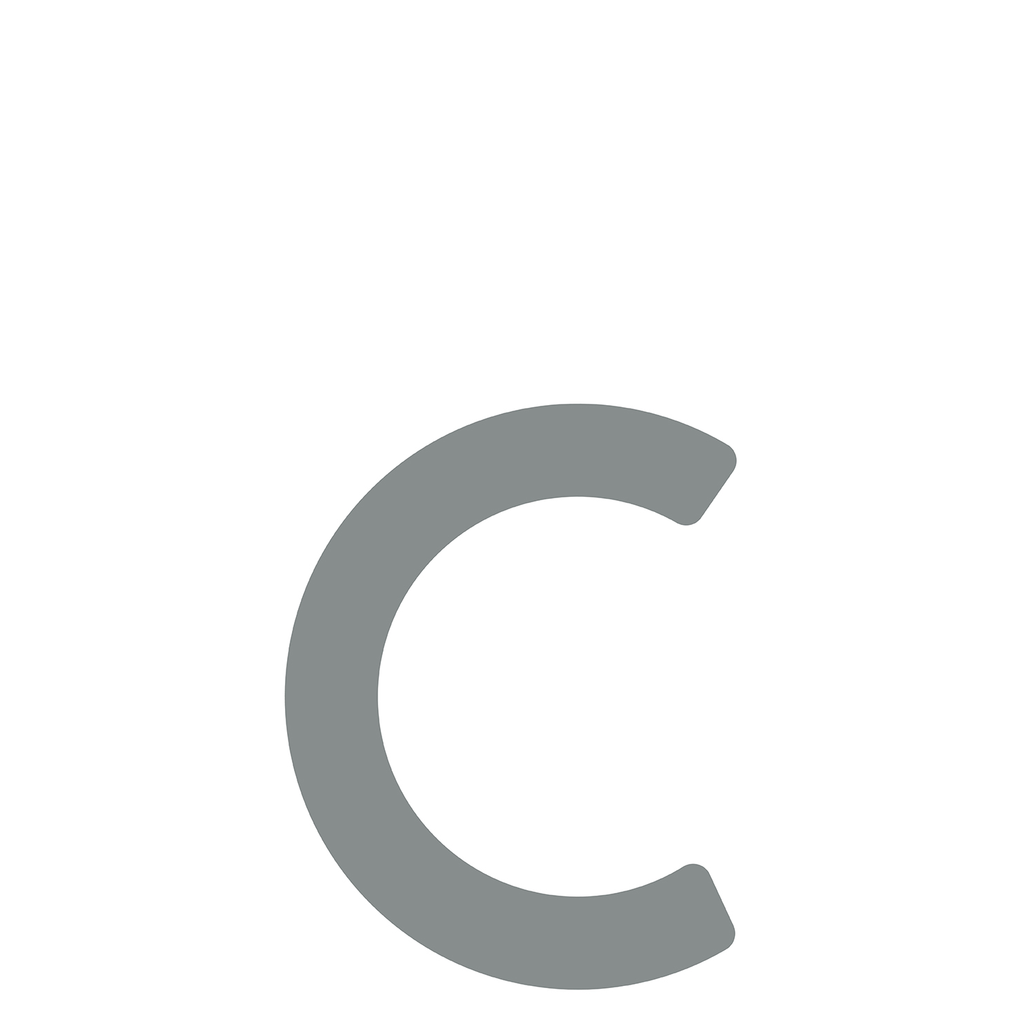 Litera nowoczesna „c” - 200 mm w szarym metalicznym