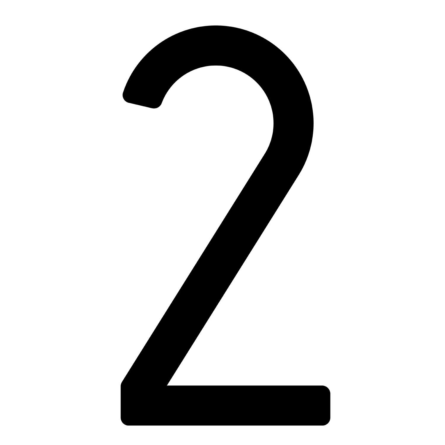 Nowoczesny numer domu „2” - 245 mm w kolorze czarny