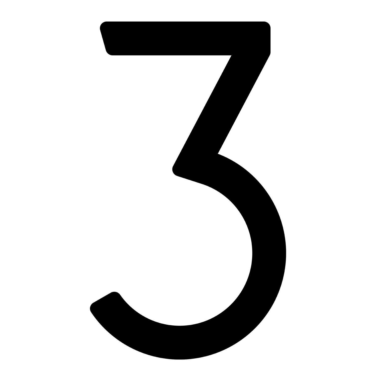 Samoprzylepny numer domu „3” - 245 mm w kolorze czarnym