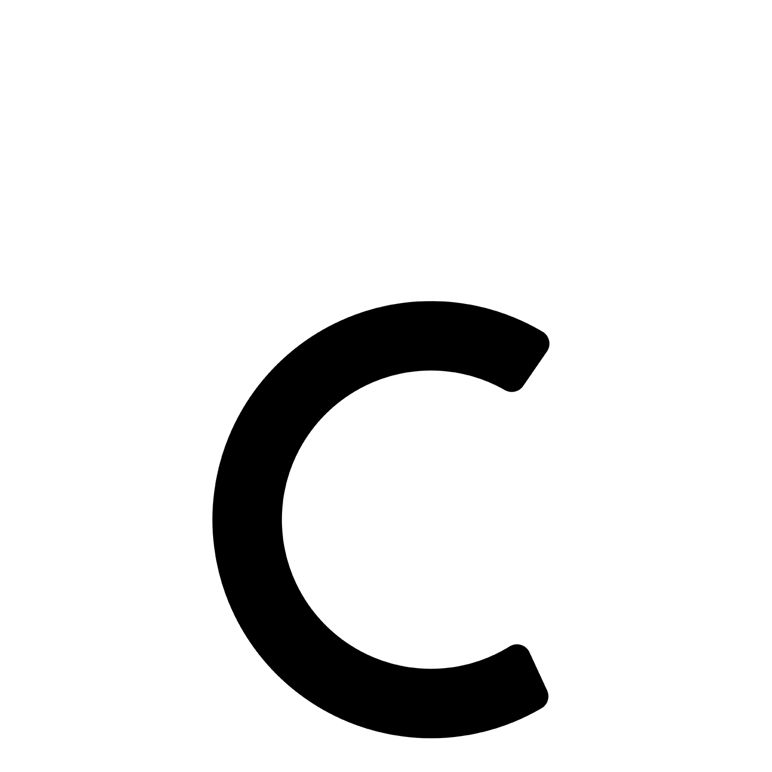 Litera nowoczesna „c” - 245 mm w kolorze czarnym