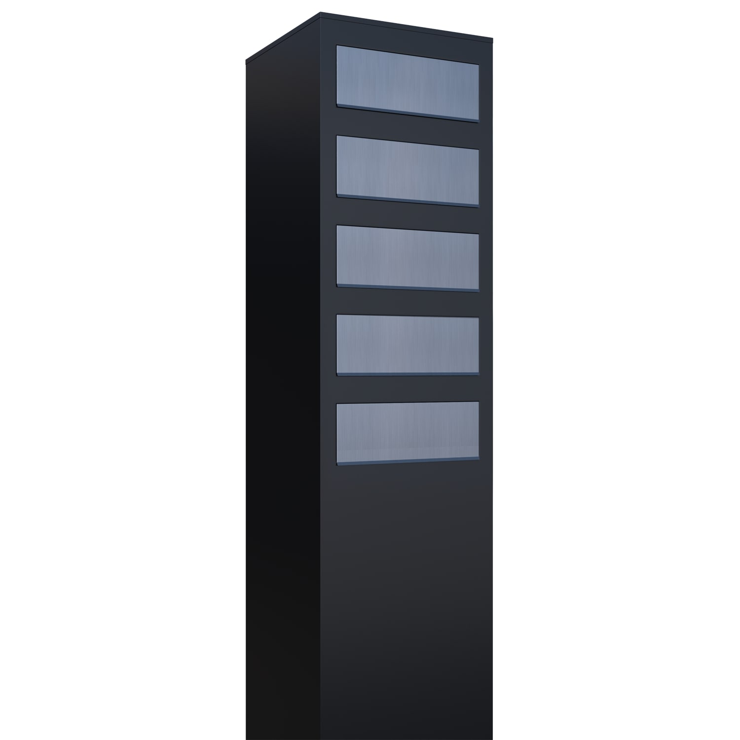 System skrzynek pocztowych Monolith for Five czarny z klapą ze stali szlachetnej