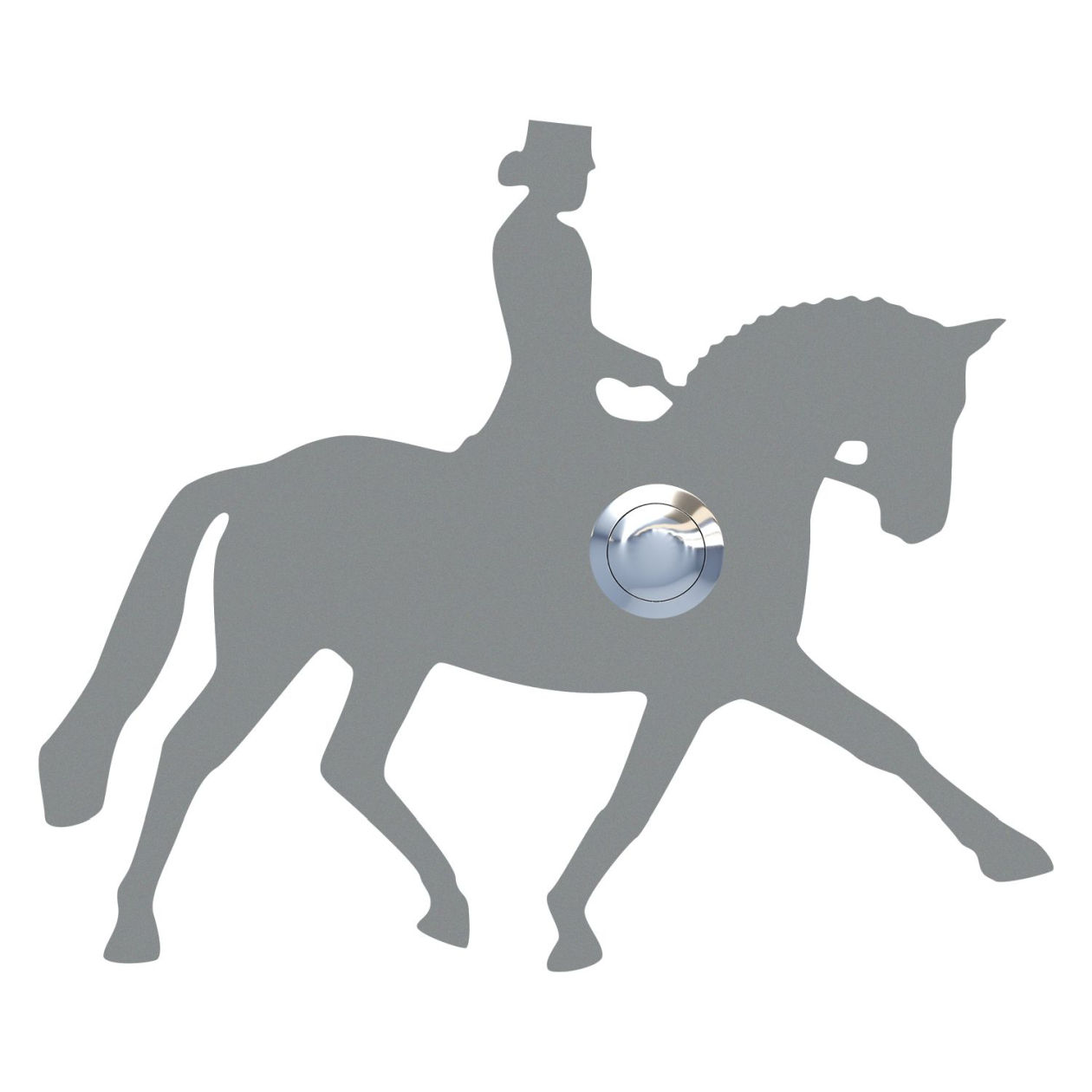 Przycisk dzwonkowy Koń ujeżdżeniowy szary metaliczny