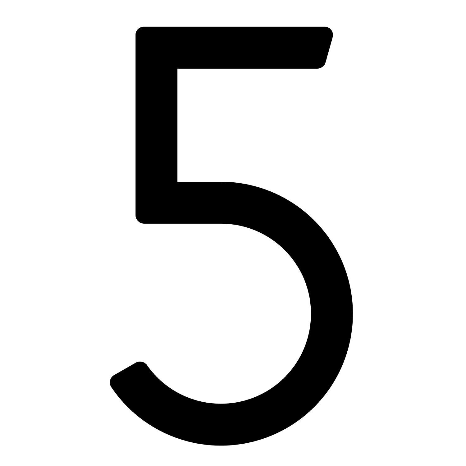 Samoprzylepny numer domu „5” - 245 mm w kolorze czarnym