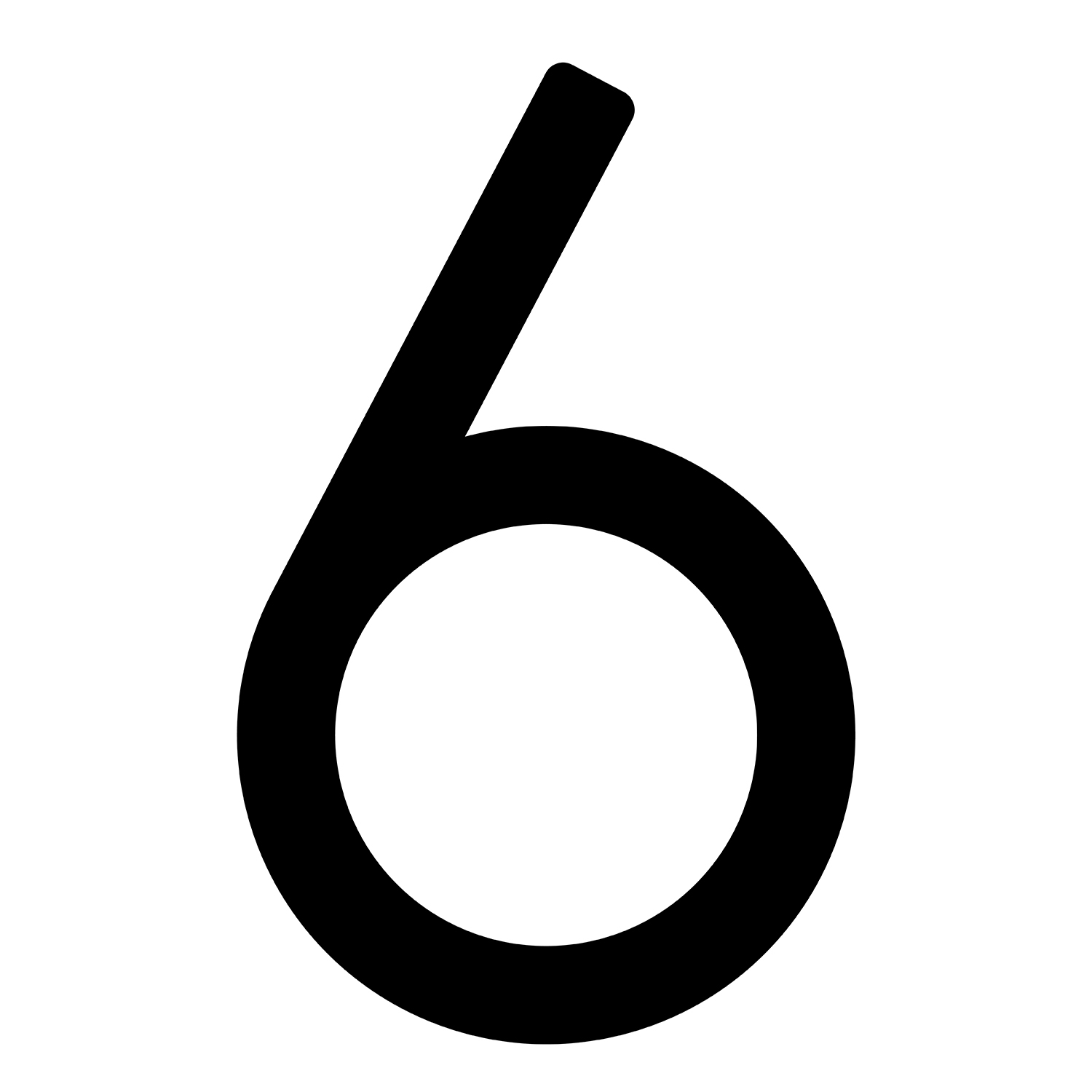Nowoczesny numer domu „6” - 245 mm w kolorze czarny