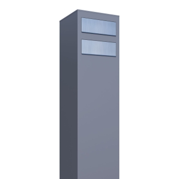 wolnostojaca skrzynka na listy Monolith for two szara metaliczna z klapą ze stali szlachetnej