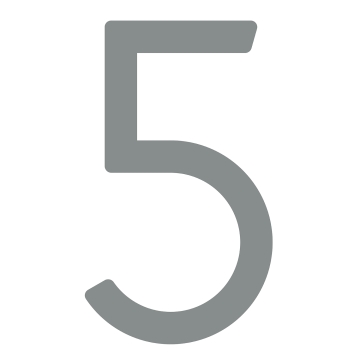 Samoprzylepny numer domu „5” - 245 mm na szary