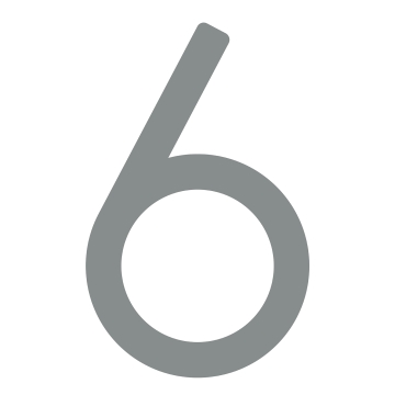 Samoprzylepny numer domu „6” - 245 mm na szary