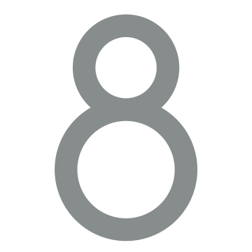 Samoprzylepny numer domu „8” - 245 mm na szary