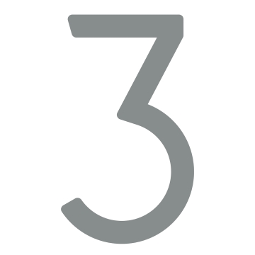 Nowoczesny numer domu „3” - 245 mm w szarym metalicznym