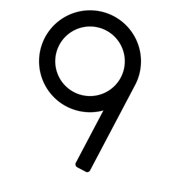 Nowoczesny numer domu „9” - 245 mm w kolorze czarnym