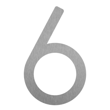 Nowoczesny numer domu „6” - 200 mm wykonany ze stali nierdzewnej