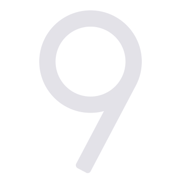 Nowoczesny numer domu „9” - 200 mm w kolorze białym