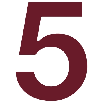 Numer na dom "5" czerwony