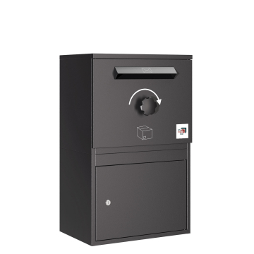 Wolnostojący box paczkowy Köln z płaskim dachem - rozmiar L w kolorze czarnym