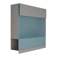 Skrzynka na listy Manhattan Special szara metaliczna z niebieskim szkłem akrylowym
